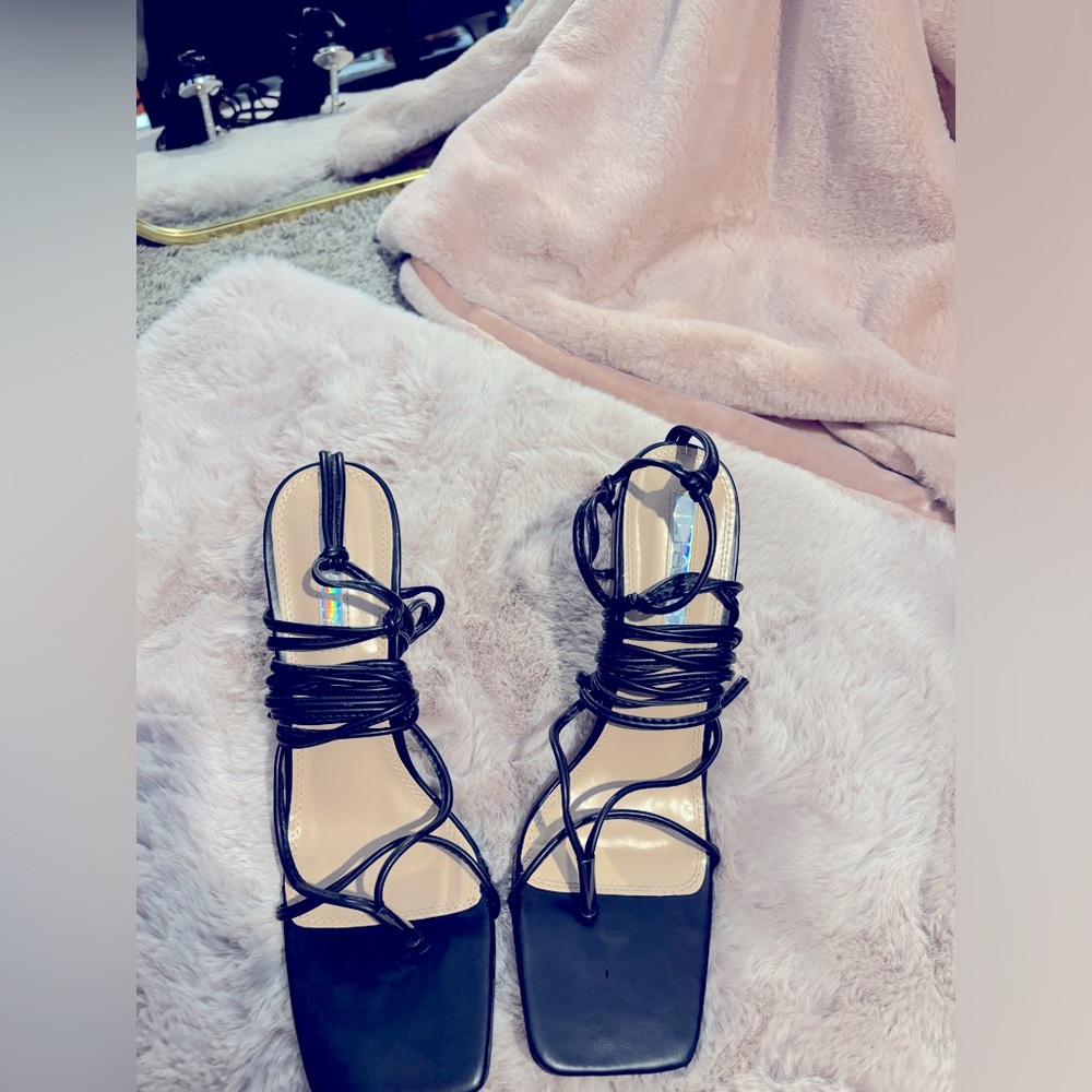 Black & Silver heels, Size 10